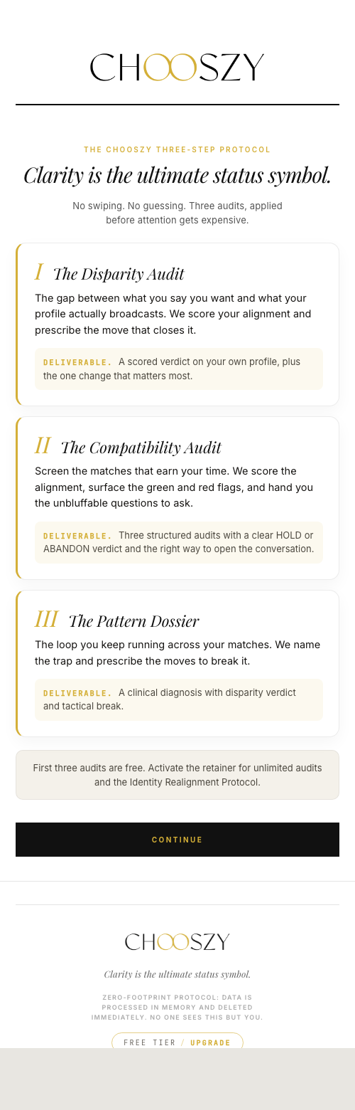 Chooszy app - the three audits